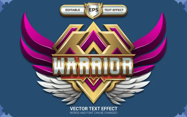 stock vector Warrior Badge with Editable Text Effect