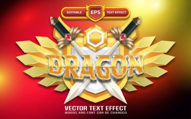 Düzenlenebilir metin efektli Dragon 3d oyun logosu