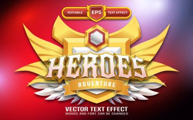 Düzenlenebilir metin efektli Kahramanlar macerası 3D oyun logosu