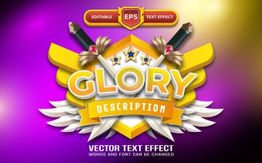 Düzenlenebilir metin efekti ve oyun temalı Glory amblem 3d oyun logosu