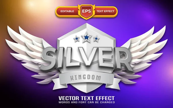 Silber Königreich Spiel Logo Mit Editierbarem Text Effekt — Stockvektor