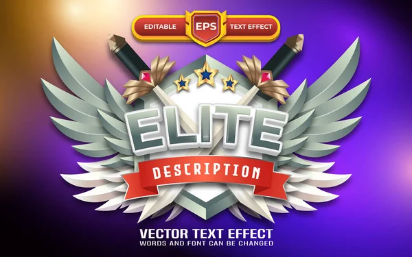 Elite Emblem Spiel Logo Mit Editierbarem Texteffekt Und Spielthema — Stockvektor
