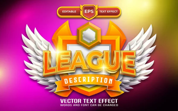 stock vector League 3d game logo with editable text effect