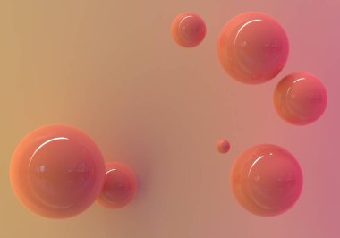 Soyut kırmızı kürelerin 3B görüntüsü