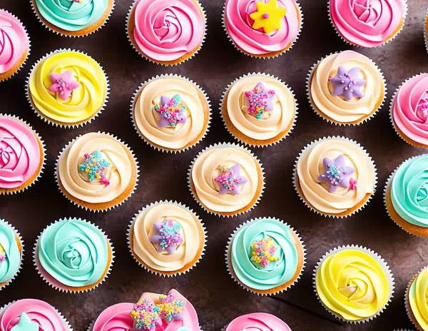 colorful cupcakes on a white background