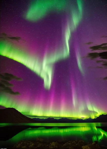 northern lights over the arctic mountains