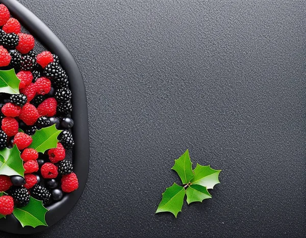 fresh berries on black background