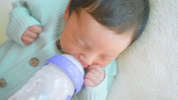 Mencintai Ibu Memberi Makan Anaknya Dengan Susu Payudara Botol Bayi — Stok Video