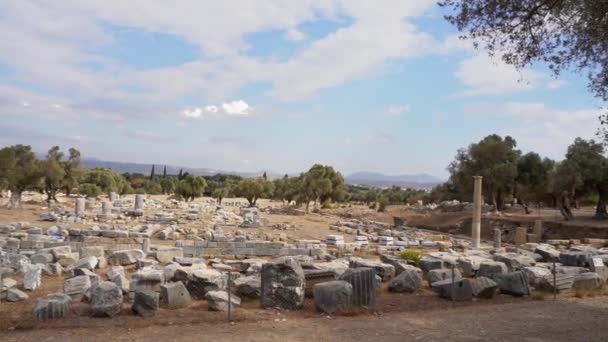 Άποψη Αρχαίων Ελληνικών Ερειπίων Στην Τουρκία Παλιό Μνημείο Αξιοθέατα Πέτρες — Αρχείο Βίντεο
