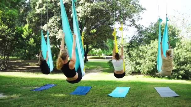 Sağlıklı Yoga Esneme Kadın Sağlığı Için Hafif Egzersizler Yaş Arası — Stok video