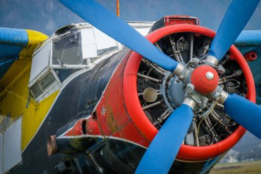 Eski bir pervane uçağı, Slovenya 'nın Lesce kentindeki bir havaalanı yakınlarında terk edilmiş..