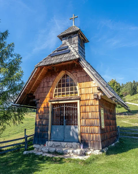 Chapel of the Queen Mary of Peace on the Uskovnica mountain meadow on Pokljuka
