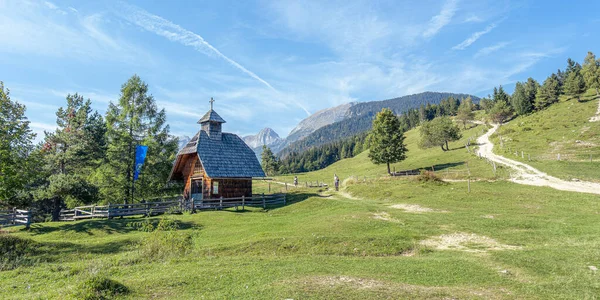 Chapel of the Queen Mary of Peace on the Uskovnica mountain meadow on Pokljuka