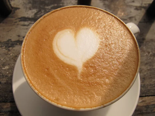 Een Kopje Koffie Latte Kunst — Stockfoto