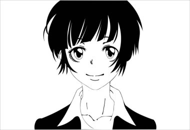 Psikopat Geçidi siyah beyaz illüstrasyon Akane Tsunemori  