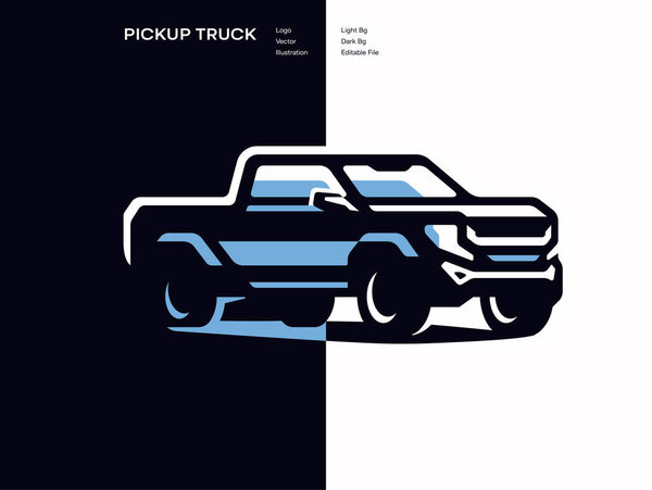 Pickup truck vector logo illustration design template