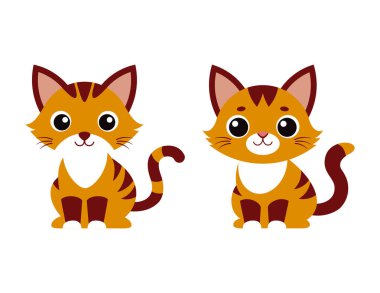 Bu vektör illüstrasyonunda iki sevimli turuncu kedi yavrusu yan yana oturuyor, büyüleyici ve oyuncu bir tasarım sergiliyorlar. İri, anlamlı gözleri ve şirin pozlarıyla.