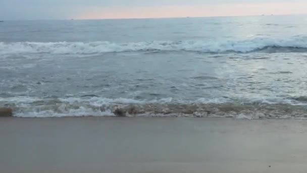 Vroeg Ochtend Zonsopgang Aan Zee Blauwe Golven Stromen Kleurrijke Winter — Stockvideo