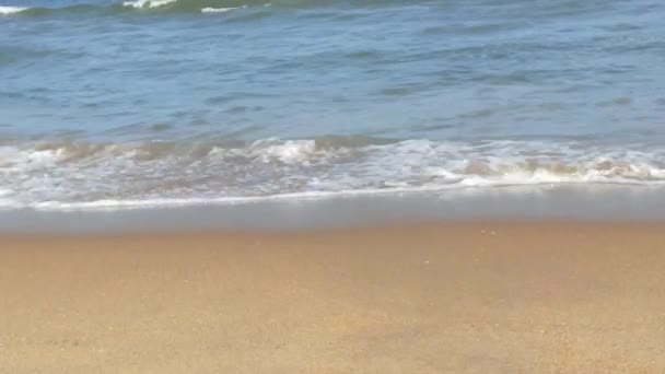 북해에는 차가운 폭풍우와 구름이 몰아치고 있었습니다 해변의 모래사장 모래가 해변에 — 비디오