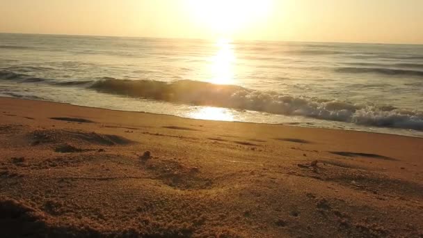 Primo Piano Spiaggia Sabbia Marina Paesaggio Balneare Panoramico Ispirare Spiaggia — Video Stock