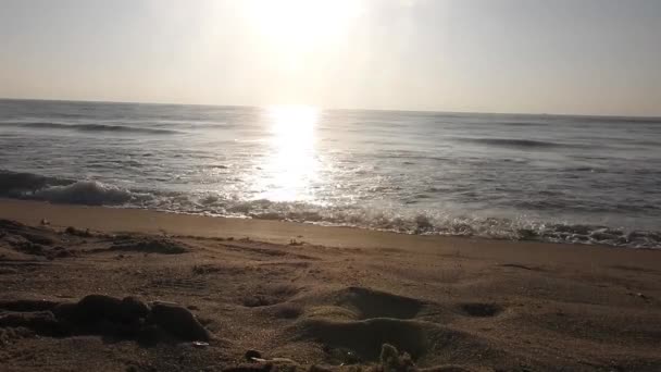 Hermoso Amanecer Playa Horizon Sunrise Océano Amanecer Dorado Fondo Dorado — Vídeo de stock