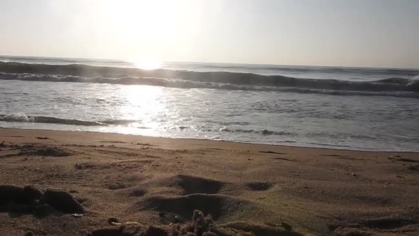 Gyönyörű Napfelkelte Horizon Sunrise Strandján Óceán Arany Nap Emelkedik Fényes — Stock videók