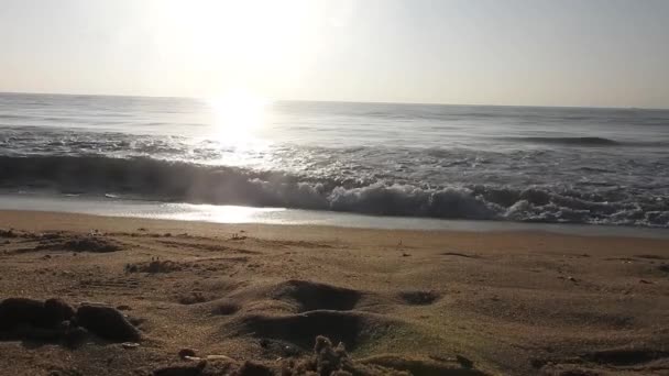 Bella Alba Sulla Spiaggia Horizon Sunrise Oceano Sole Dorato Sorgere — Video Stock