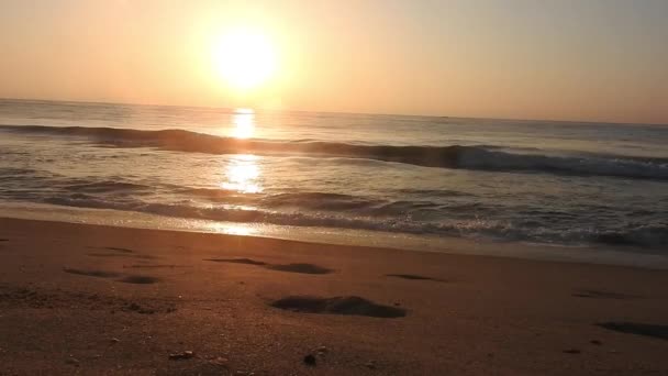 Όμορφη Ανατολή Στην Παραλία Του Horizon Sunrise Ωκεανός Και Χρυσός — Αρχείο Βίντεο