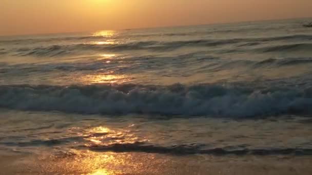 Beautiful Sunrise Beach Horizon Sunrise Ocean Golden Sun Rise Bright — Stock Video