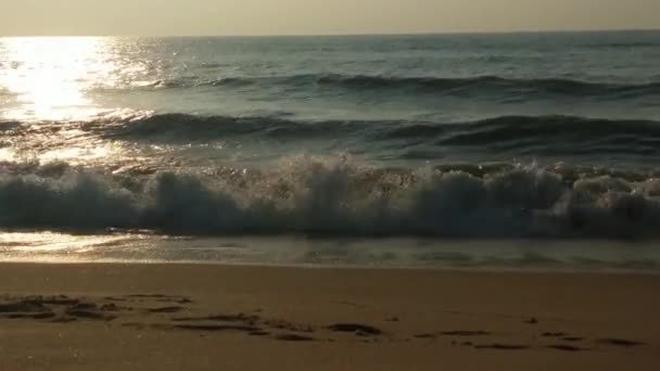 아름다운 선라이즈는 Horizon Sunrise 해변에 있습니다 바다와 황금빛 태양이 떠오르는 — 비디오