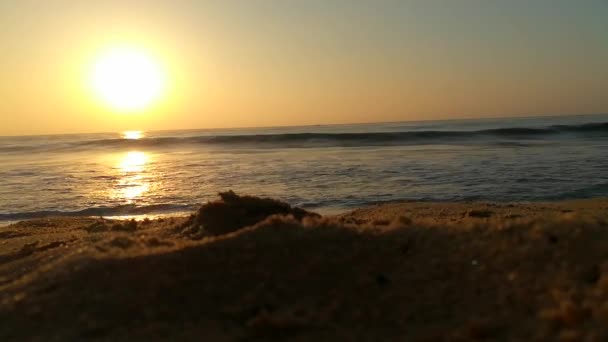 Сонячний Підйом Над Атлантичним Океаном Океанські Хвилі Протікають Через Ландшафтний — стокове відео