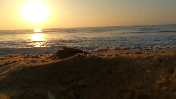 Východ Slunce Nad Atlantickým Oceánem Oceánské Vlny Proudící Krajinným Pohybem — Stock video