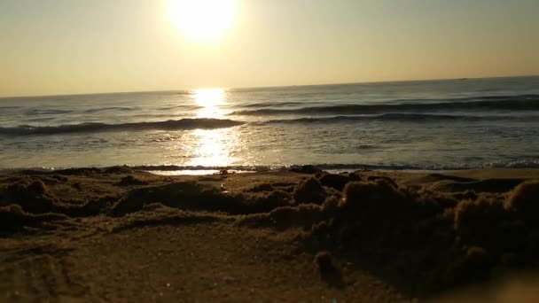 Восход Солнца Над Атлантическим Океаном Волны Океана Текущие Ландшафтным Движением — стоковое видео