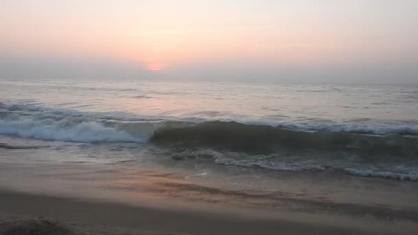 Dramatic Sea Sunrise Burning Sky Shining Golden Waves Sea Sunset — Stock Video