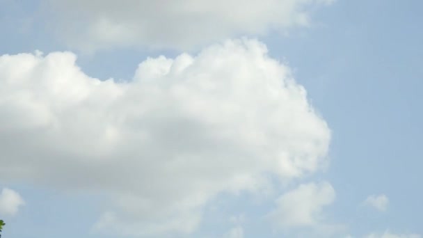 Blå Himmel Vita Moln Puffy Fluffiga Vita Moln Cumulus Cloud — Stockvideo