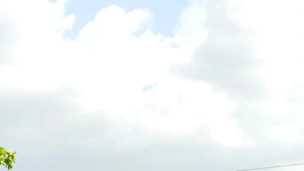 Blauwe Lucht Witte Wolken Gezwollen Pluizige Witte Wolken Cumulus Wolk — Stockvideo