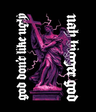 Tanrı sokak giyimi vektör çizimi tasarımı