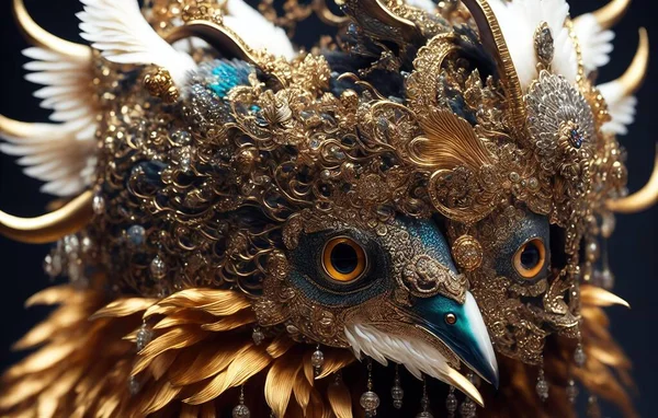 beautiful peacock with feathers and gold wings