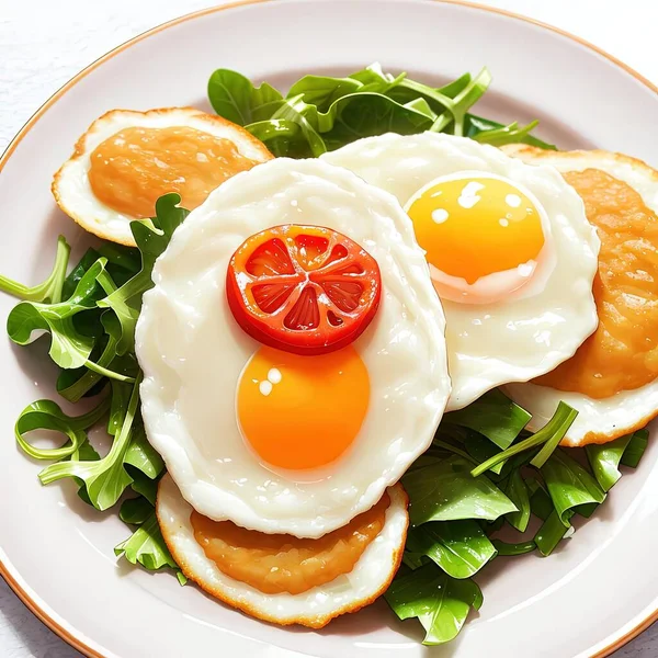 fried egg with tomato and eggs