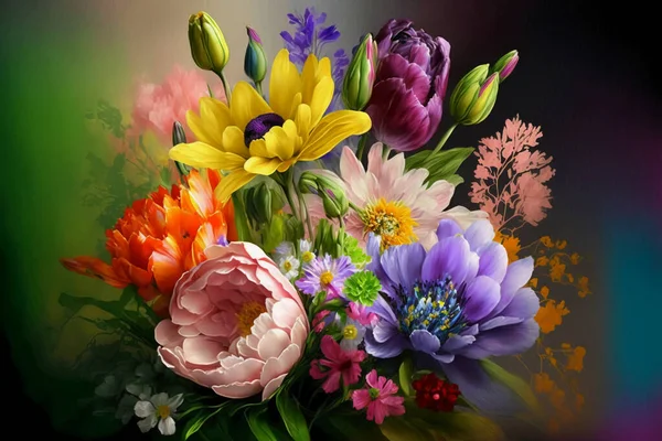 Colorful spring flowers as present