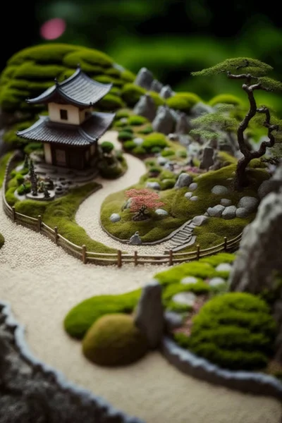 Depth of field Japanese zen garden