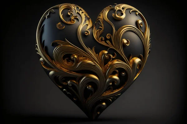 Black and gold heart shape.