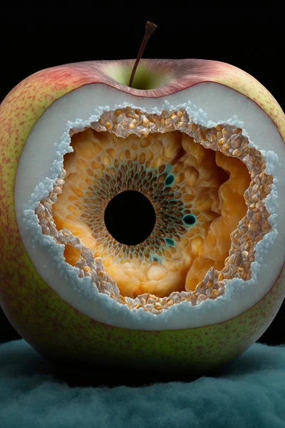 A geode in the core of an apple