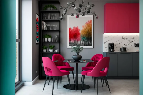 Viva magenta 2023 color accent dining room