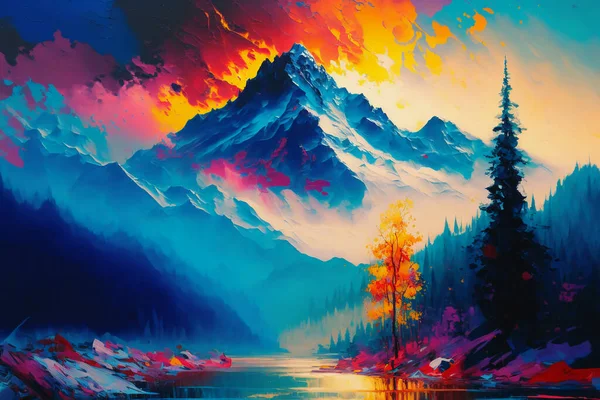 Amazing Landscape Painting Majestic Colors Magical.