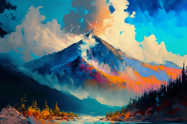 Amazing Landscape Painting Majestic Colors Magical.