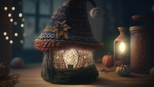 Cute Knitted wizard hat.