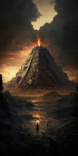 Surreal teotihuacan pyramids night
