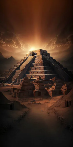 Surreal teotihuacan pyramids night