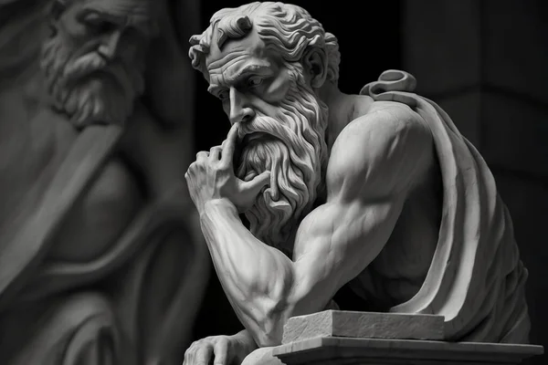 Philosopher Thinking Statue Sitting